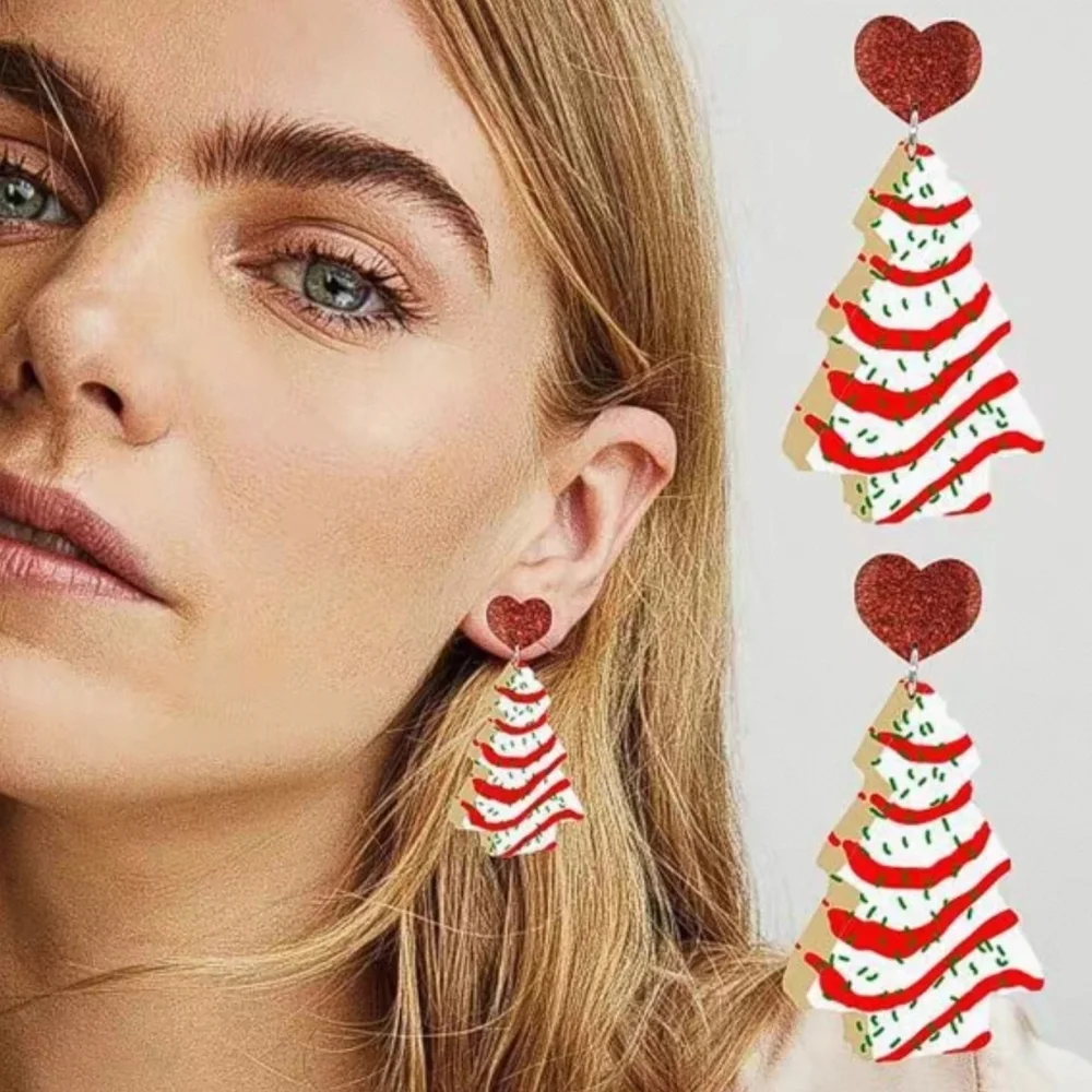 Christmas Tree Cake Drop Earrings Little Debbie Inspired Holiday Jewelry